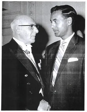The Most Reverend Charles Dennis Boltwood and Professor Maharaj. Date unknown.